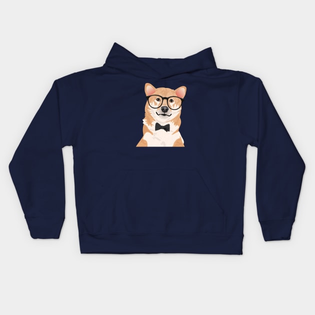 Hipster Shiba Inu T-Shirt Kids Hoodie by riin92